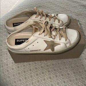 Golden Goose White and Brown Sneakers